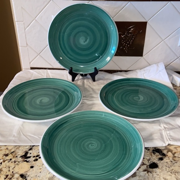 RARE VTG Caleca solid Hand Painted dinner Plates Made In Italy Set Of 4 - Picture 6 of 9